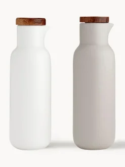 Aceitera y vinagrera de porcelana y madera de acacia Essentials, 2 uds.