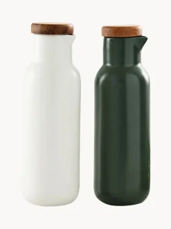 Aceitera y vinagrera de porcelana y madera Essentials, 2 uds.