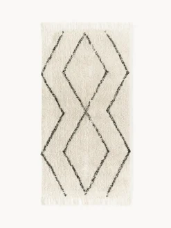 Alfombra artesanal de algodón con flecos Bina
