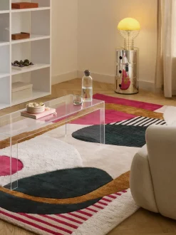 Alfombra artesanal de lana texturizada Rosco