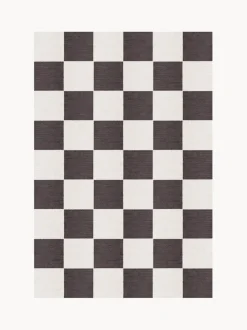 Alfombra artesanal de yute de pelo corto Chess Flatweave