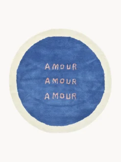 Alfombra artesanal redonda de pelo largo Amour