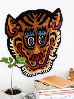 Alfombra de lana artesanal Tiger Face
