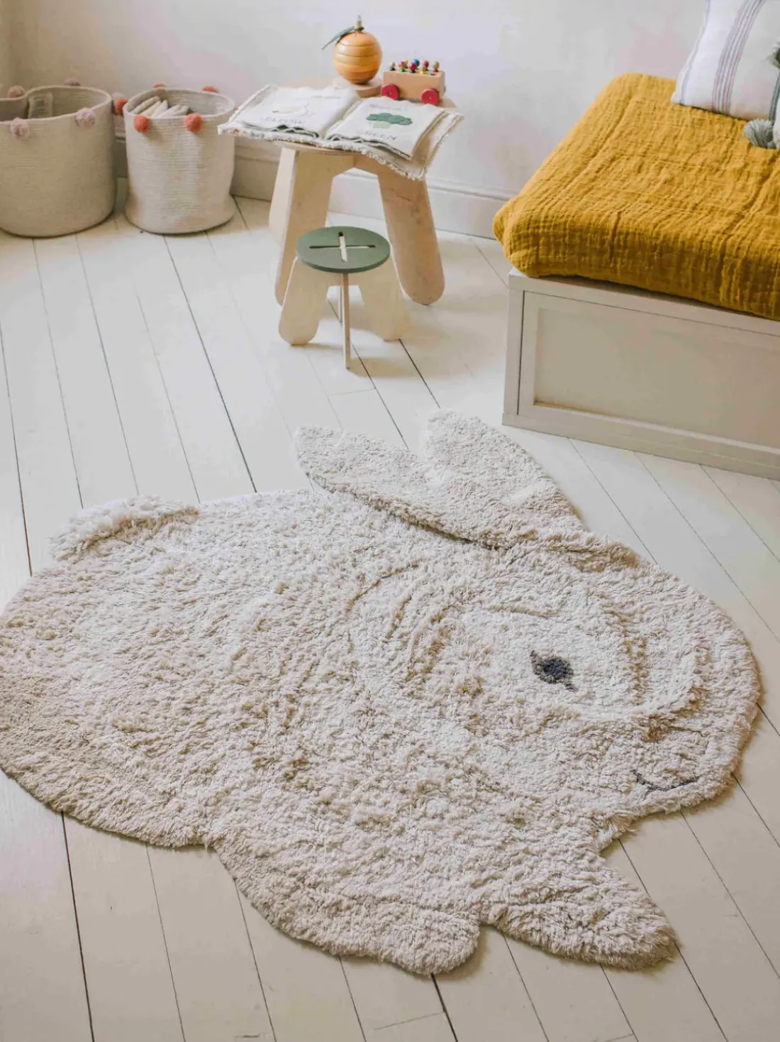 Alfombra infantil artesanal Bunny, lavable