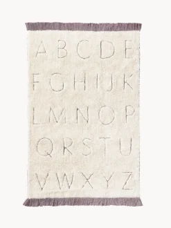 Alfombra infantil artesanal en capitoné con diseño de letras ABC, lavable