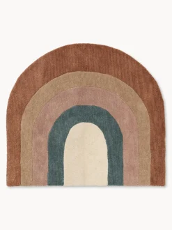 Alfombra infantil artesanal de lana con flecos Rainbow