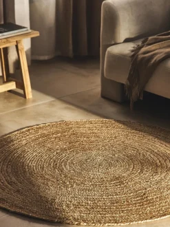 Alfombra redonda artesanal de yute Sharmila