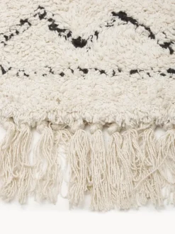 Alfombra redonda artesanal de algodón con flecos Flonn