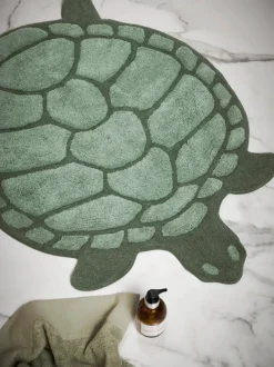 Alfombrilla de baño de algodón orgánico en forma de tortuga Lazy