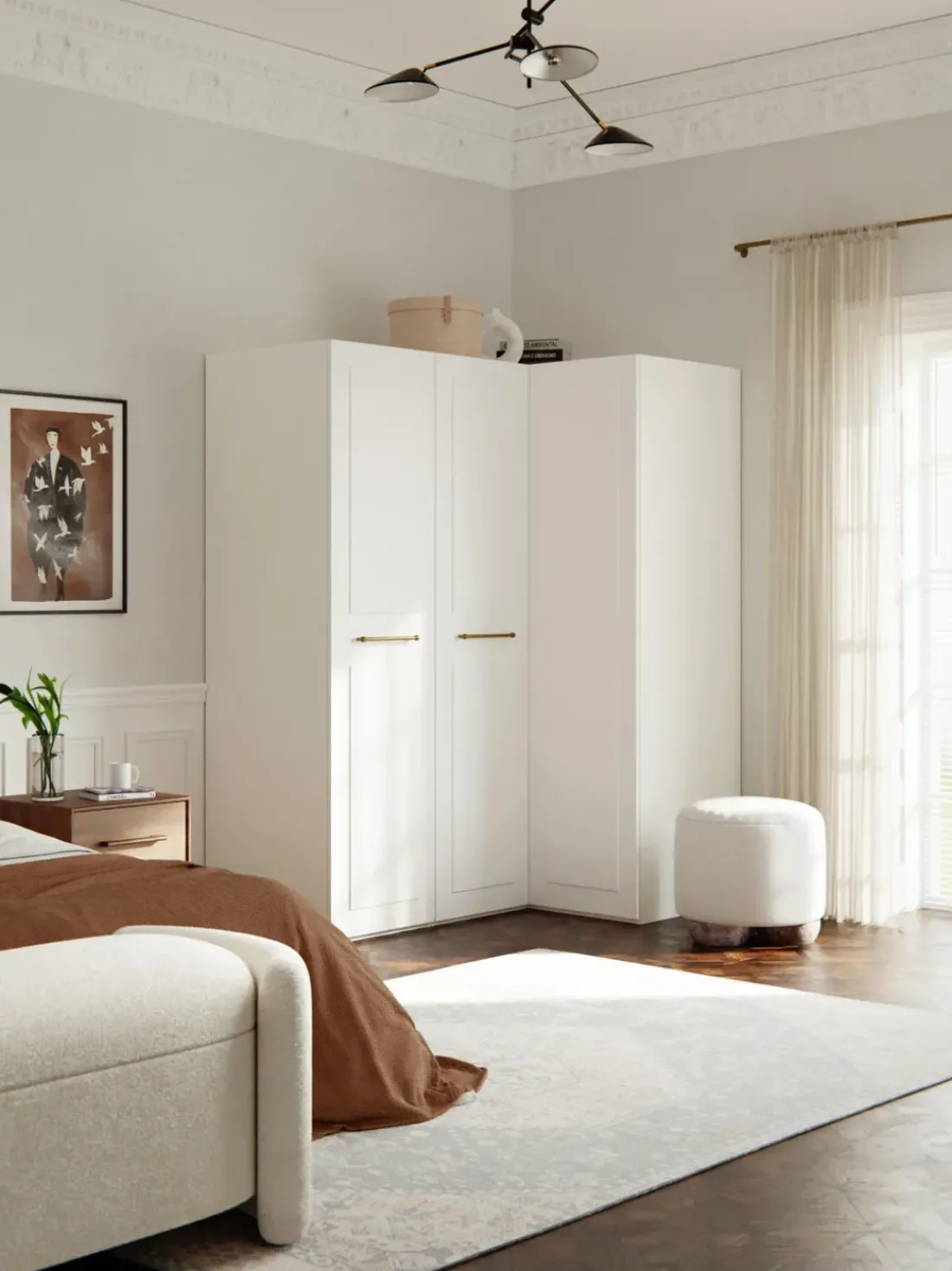 Armario esquinero modular Charlotte, 3 puertas (165 cm), diferentes variantes