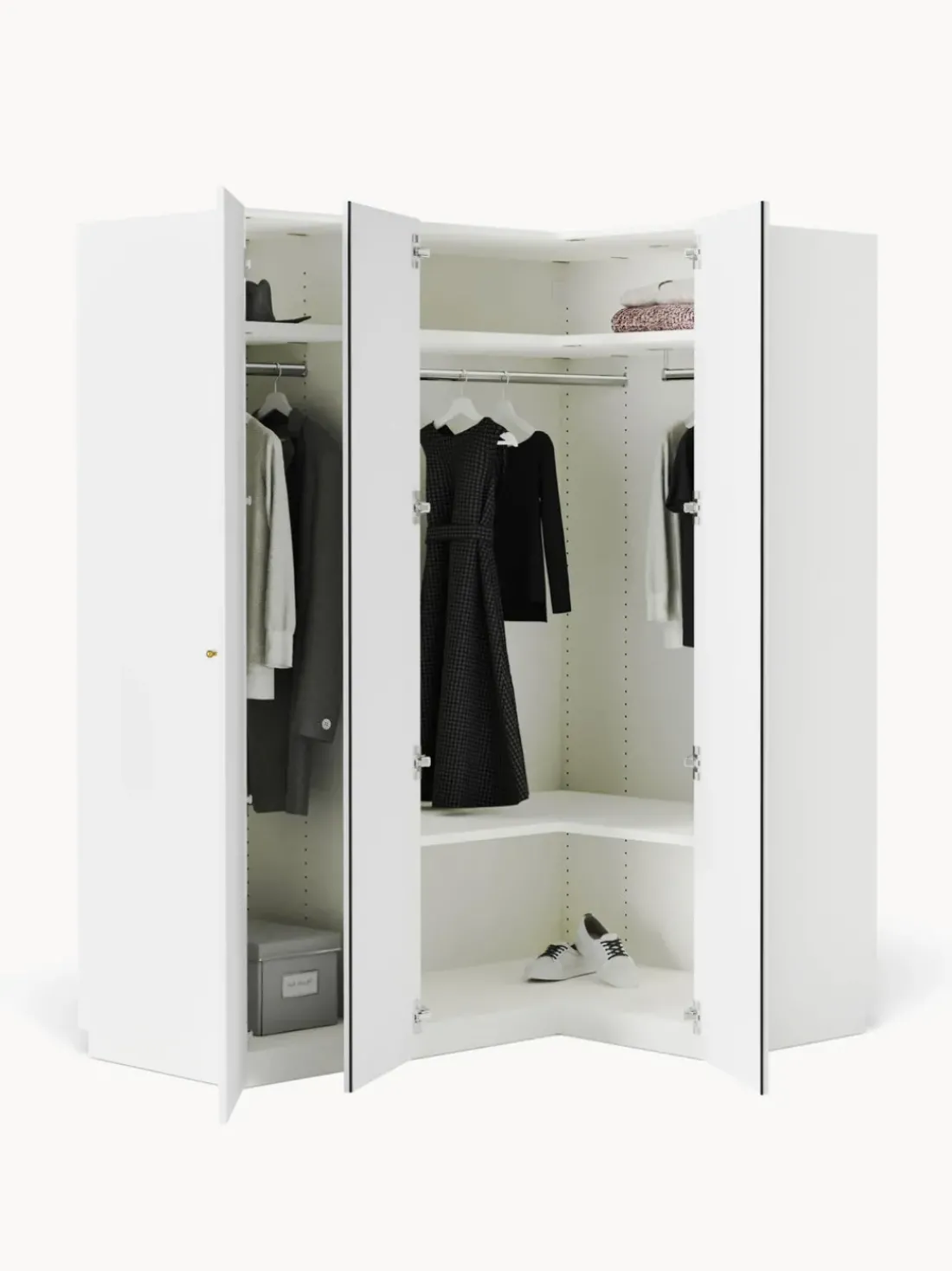 Armario esquinero modular Charlotte, 3 puertas (165 cm), diferentes variantes
