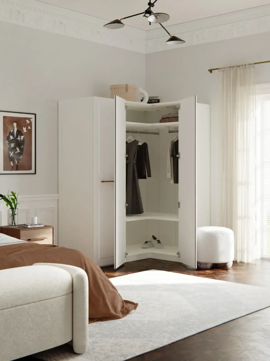 Armario esquinero modular Charlotte, 3 puertas (165 cm), diferentes variantes