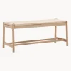 Banco artesanal de madera de roble y mimbre Eton