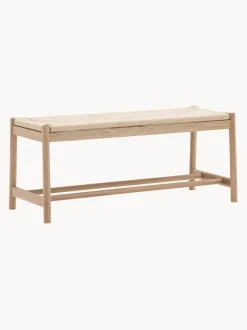 Banco artesanal de madera de roble y mimbre Eton