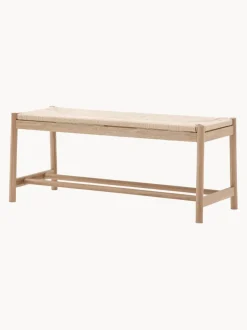 Banco artesanal de madera de roble y mimbre Eton