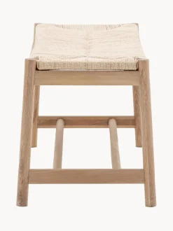 Banco artesanal de madera de roble y mimbre Eton