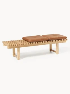 Banco de madera de fresno con asiento de cuero Sora