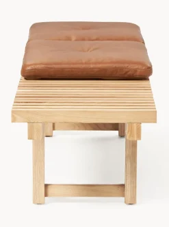 Banco de madera de fresno con asiento de cuero Sora