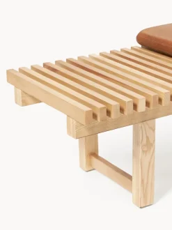 Banco de madera de fresno con asiento de cuero Sora