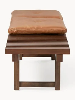 Banco de madera de fresno con asiento de cuero Sora