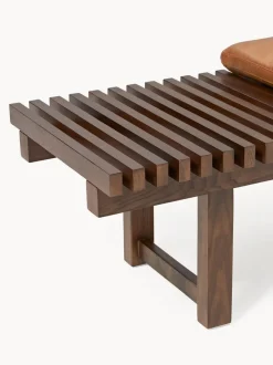 Banco de madera de fresno con asiento de cuero Sora