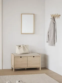 Banco de madera de roble con cajones Hillmond