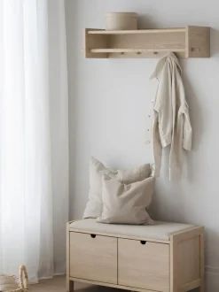 Banco de madera de roble con cajones Hillmond
