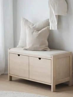 Banco de madera de roble con cajones Hillmond