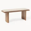 Banco de madera de roble con cojín de asiento Chandler