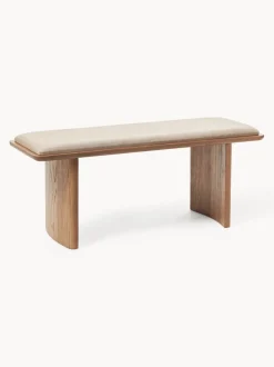 Banco de madera de roble con cojín de asiento Chandler