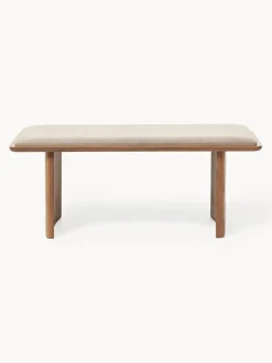 Banco de madera de roble con cojín de asiento Chandler