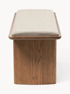 Banco de madera de roble con cojín de asiento Chandler