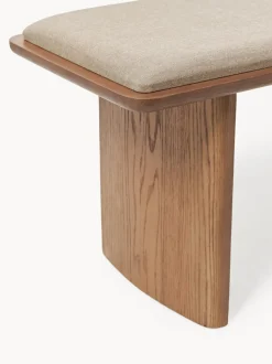 Banco de madera de roble con cojín de asiento Chandler