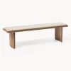 Banco de madera de roble con cojín de asiento Chandler