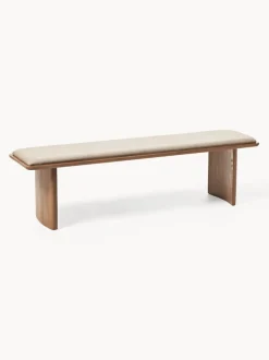 Banco de madera de roble con cojín de asiento Chandler