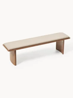 Banco de madera de roble con cojín de asiento Chandler