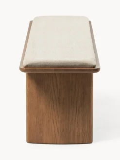 Banco de madera de roble con cojín de asiento Chandler