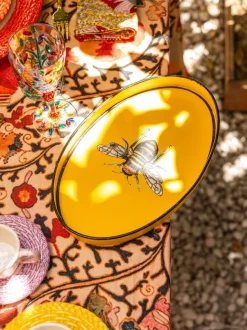 Bandeja decorativa pintada a mano con motivo de abeja Fauna