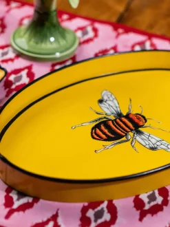 Bandeja decorativa pintada a mano con motivo de abeja Fauna