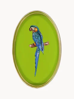 Bandeja decorativa pintada a mano con motivo de loro Fauna