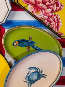 Bandeja decorativa pintada a mano con motivo de cangrejo Fauna