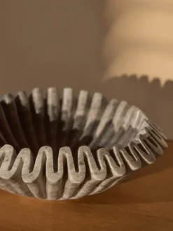 Bol decorativo artesanal de mármol Santorini, Ø 31 cm