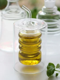 Botella artesanal de vinagre y aceite Rings, Al 16 cm