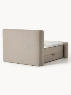 Cama continental en tejido bouclé con espacio de almacenamiento Perla