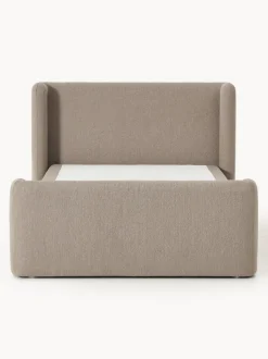 Cama continental en tejido bouclé con espacio de almacenamiento Perla