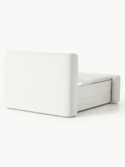 Cama continental en tejido bouclé con espacio de almacenamiento Perla