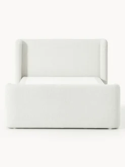 Cama continental en tejido bouclé con espacio de almacenamiento Perla