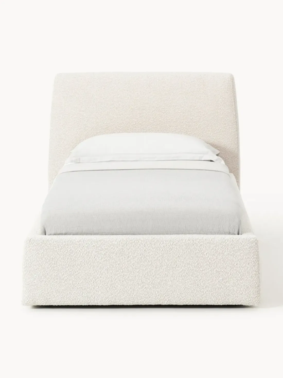 Cama individual en tejido bouclé con espacio de almacenamiento Cloud
