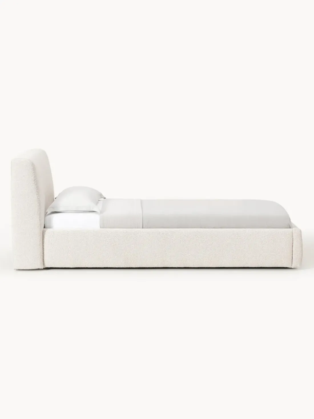 Cama individual en tejido bouclé con espacio de almacenamiento Cloud