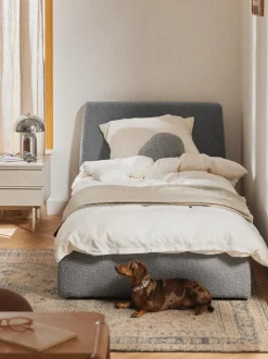 Cama individual en tejido bouclé con espacio de almacenamiento Cloud